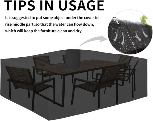 Miniatura 7 de Easy-Going Funda resistente 600D para muebles de patio, juego de mesa y silla rectangular al aire libre, funda impermeable para exteriores