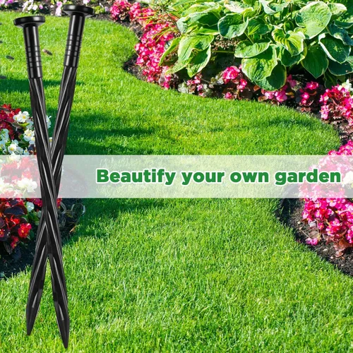 Miniatura 6 de Jetec 150 clavos de plástico negro de 8 pulgadas para bordes de paisaje, anclaje en espiral, clavos de jardín para adoquines, barreras de malezas