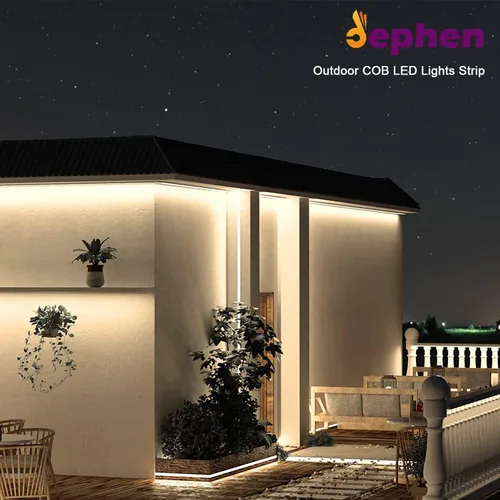Miniatura 2 de dephen Tira de luces LED COB para exteriores de 16.4 pies, DC24 V 4000 K, 528 LEDS/m, IP67 impermeable cortable con cinta 3M para el hogar, balcón