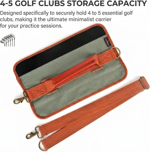 Miniatura 2 de TOURBON Bolsa de lona ligera para palos de golf con correa para el hombro Holds 4-5 Clubs, Golf Bag for Driving Range Sessions, Par 3 Courses