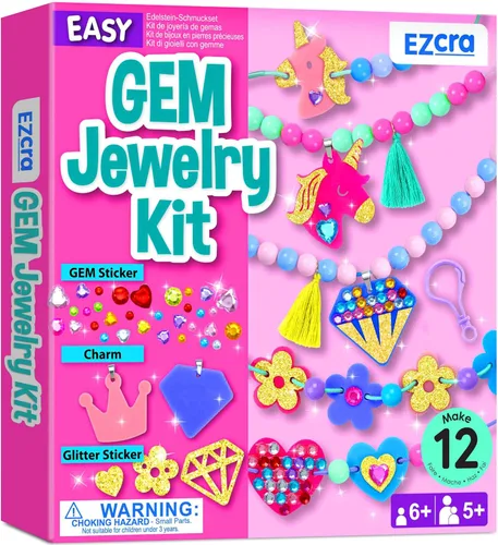 Miniatura 7 de EZCRA Kit de fabricación de pulseras para niños – Haz 14 Kit de joyería para niñas de 5 años de edad - cuentas para niños - juego de manualidades