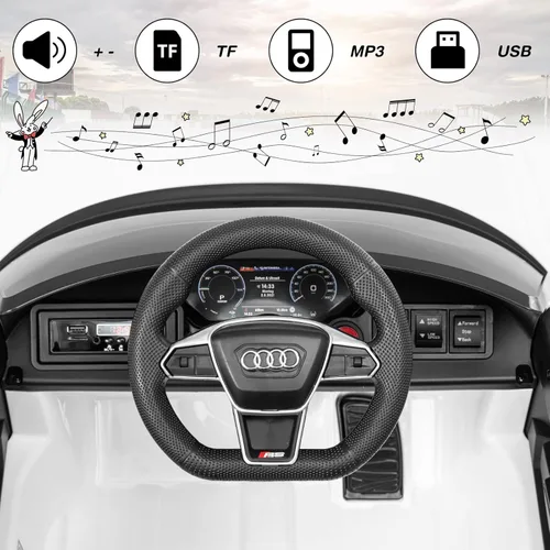 Miniatura 5 de OLAKIDS Audi RS e-tron GT - Vehículo eléctrico con licencia de 12 V con control remoto, funciona con pilas, juguete para niños pequeños con Blanco
