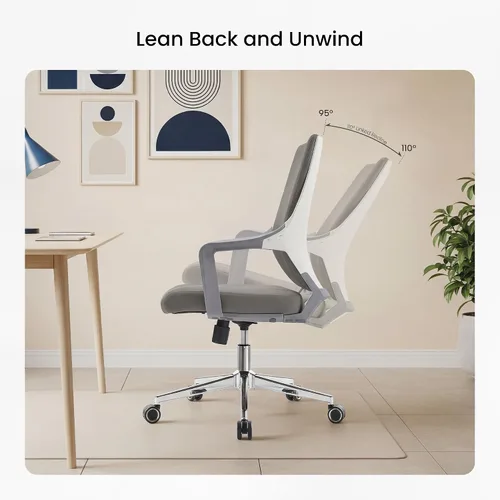 Miniatura 7 de EUREKA ERGONOMIC Dorian - Silla de oficina ejecutiva con soporte lumbar curvado, silla de escritorio de cuero regenerado con respaldo medio