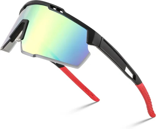 FEISEDY Gafas de sol deportivas para hombres y mujeres, protección UV400, gafas de ciclismo, golf, béisbol, conducción, pesca, B0022 Lente espejada