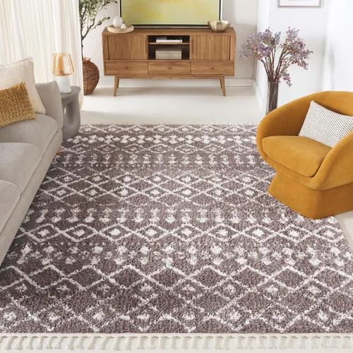 Miniatura 19 de SAFAVIEH Berber Fringe Shag Collection - Alfombra decorativa de 2 pies 2 pulgadas x 4 pies, color crema y gris oscuro, diseño que no desprende