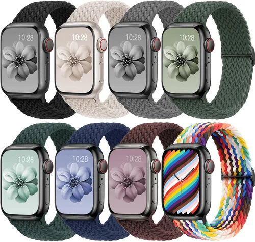 Miniatura 11 de Braided Solo Loop for Apple Watch Band 40mm 41mm 45mm 44mm iWatch Bands 38mm 42mm Men/Women,Stretchy Elastic Nylon Strap Wristband for Apple Watch