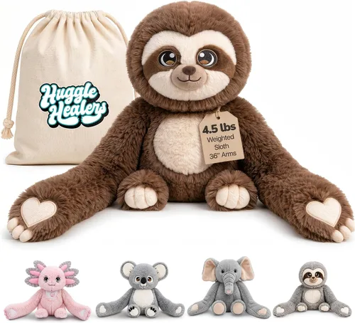 Miniatura 12 de Huggle Healers Animales de peluche con peso para adultos, adolescentes y niños, brazos de felpa de 36 pulgadas de largo para abrazos, peluche