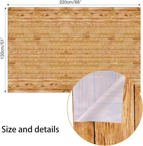 Miniatura 2 de PHOGARY Mantel rectangular con estampado de madera de grano de madera, 3 piezas, para decoración rústica, boda, baby shower, mantel rectangular
