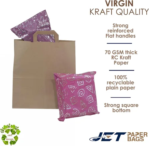 Miniatura 3 de JET PAPER BAGS - Bolsas de papel marrón grandes de 13 x 6 x 15 pulgadas con asas Prime (marrón, 13 x 6 x 15 pulgadas (paquete de 25))