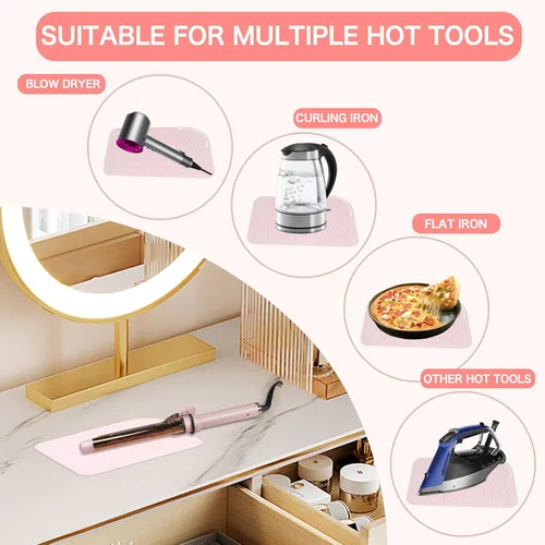 Miniatura 7 de Heysam Alfombrilla térmica profesional para herramientas para el cabello, plancha plana y rizadora, bolsa de almacenamiento de viaje para encimera