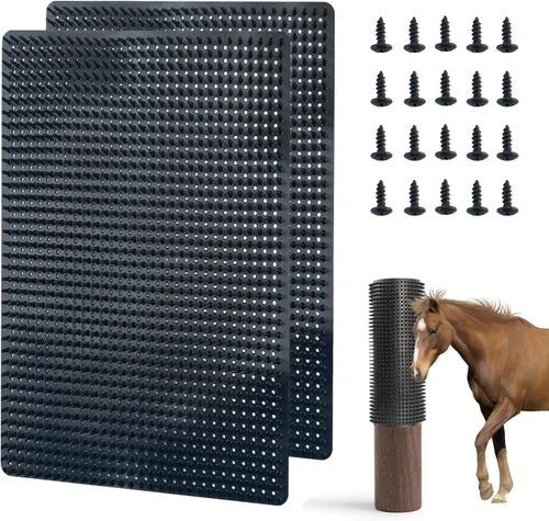 2 piezas de rascador de ganado de caballo, poste rascador de caballos, kit de cepillo de masaje súper suave para equinos bovinos, almohadilla de