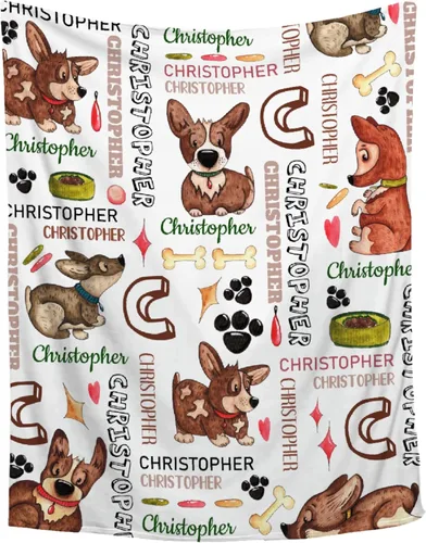 Miniatura 30 de Manta de bebé personalizada con diseño de animales del bosque, manta personalizada con nombre para niñas y niños, regalos de registro, manta suave