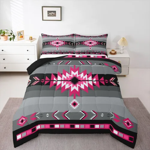 Miniatura 28 de Feelyou Juego de edredón geométrico del suroeste para niños y niñas, edredón nativo del suroeste, tamaño individual, juego de ropa de cama