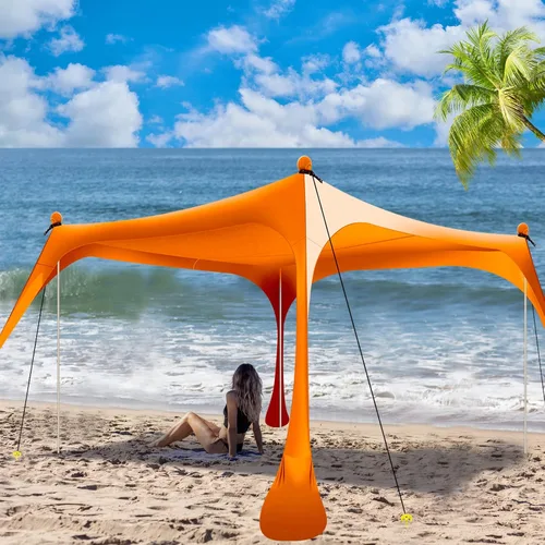 Miniatura 9 de Buheco - Tienda de campaña de playa, toldo desplegable de 7 x 7.5 pies, refugio solar UPF50+ con 4 postes plegables, bolsa de transporte portátil