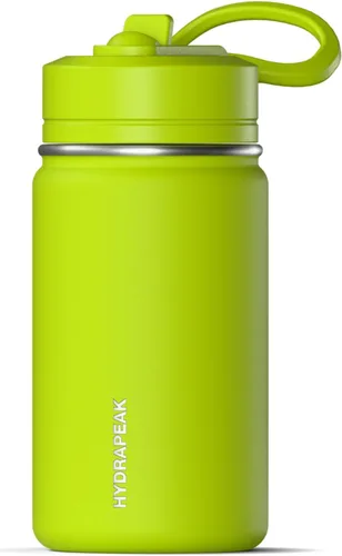 Miniatura 21 de Hydrapeak Mini botella de agua de 14 onzas con tapa con popote, botella de agua aislada de doble pared de acero inoxidable Botella de agua a Negro