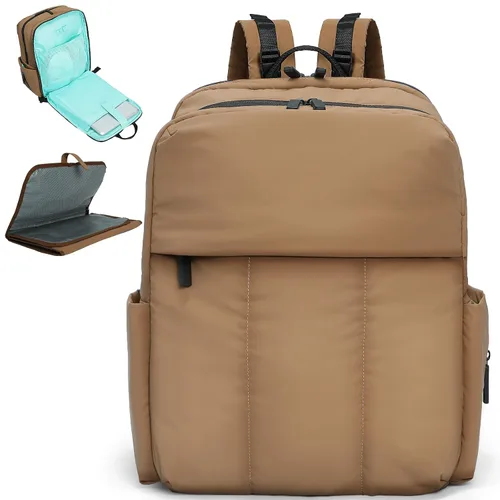 MOMINSIDE Mochila para pañales – Bolsa de pañales acolchada grande – Bolsa de pañales de neopreno acolchada, cambiador grande, 15 bolsillos, ligera,