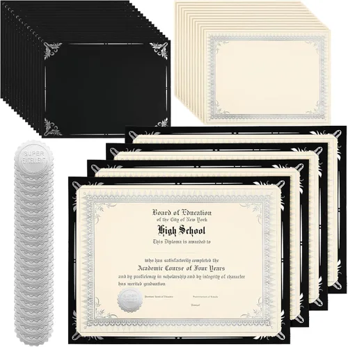 Miniatura 9 de Fainne El kit de 50 juegos de certificados incluye 50 soportes para certificados de 9.5 x 12 pulgadas, 50 papeles de tamaño carta, 50 piezas