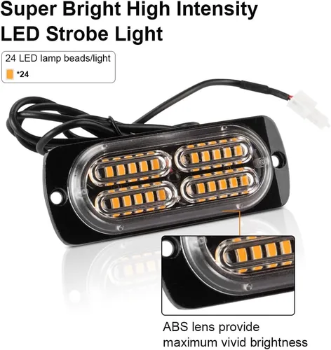 Miniatura 3 de Función de sincronización Luces estroboscópicas LED de emergencia, 8 unidades, ultra delgada, montaje en superficie, luz intermitente de peligro