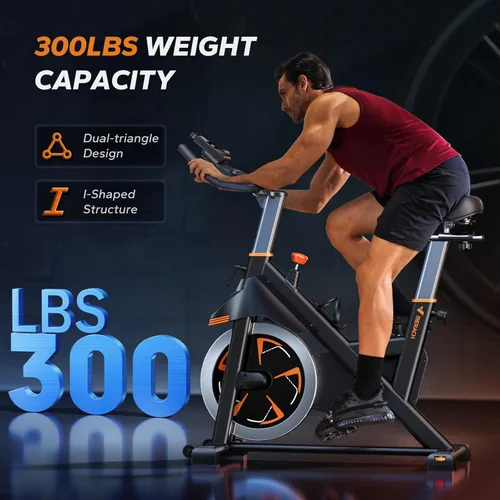Miniatura 3 de Merach Magnetic Exercise Bike, Heavy Duty Stationary Bike with Automated Resistance, 300 350 Lbs Weight Capacity, Low Noise Indoor Workout Bike for