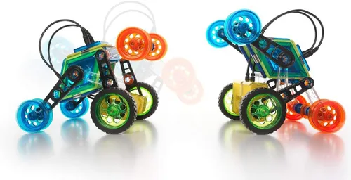 Miniatura 5 de GeoSmart Flip Bot - Construye vehículos geomagnéticos controlados a distancia con este juego de construcción magnético centrado en STEM con motores