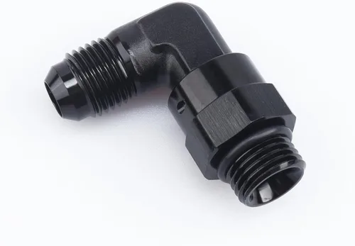 Miniatura 13 de AC PERFORMANCE Adaptador de ajuste de rosca de tubo de aluminio de 90 grados -8 AN macho a -8 AN ORB con junta tórica O Ring Port giratorio, negro