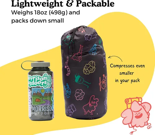 Miniatura 4 de Big Mo 40° - Saco de dormir para niños (edades de 2 a 4 años). El saco de dormir para acampar más acogedor y divertido para niños con puños