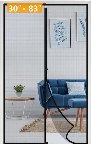 Miniatura 46 de Yotache - Puerta mosquitera magnética estrecha para puerta de 26 x 78 pulgadas, tamaño de malla de 28 x 79 pulgadas, malla de fibra de vidrio Negro