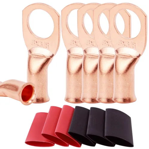 Miniatura 20 de TKDMR - Kit de 264 piezas de extremos de cable de batería, 132 piezas de terminales de anillo de lengüetas de cable de cobre resistentes AWG 8 6 4 2