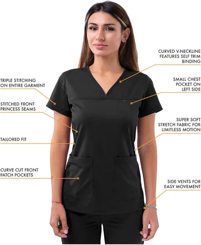 Miniatura 3 de Adar Pro - Conjunto de ropa quirúrgica que facilita el movimiento para mujer, blusa quirúrgica con cuello en V en corazón y pantalón quirúrgico