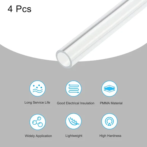 Miniatura 3 de MECCANIXITY Tubo Redondo Rígido Transparente de Acrílico 6mm (1/4") ID 8mm (5/16") OD 356mm para Lámparas y Linternas, Sistema de Refrigeración por