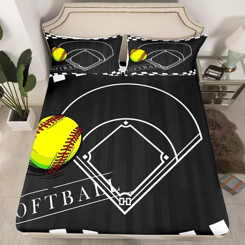 Miniatura 14 de Erosebridal Sábanas de baloncesto para niños y niños, sábana bajera deportiva tamaño individual, sábanas para canchas de baloncesto, ropa de cama