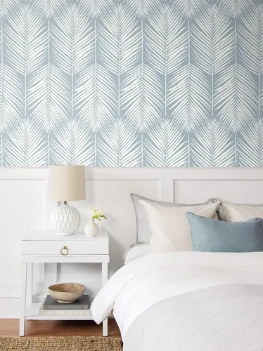 Miniatura 2 de Palm Silhouette Coastal Papel pintado prepegado (azul claro)
