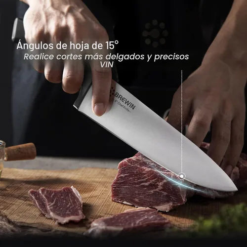 Miniatura 3 de Brewin Cuchillos de cocina profesionales, juego de cuchillos de chef de 3 piezas, cuchillos afilados para cocina, acero inoxidable de alto carbono