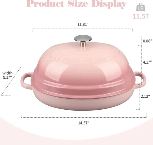 Miniatura 2 de EDGING CASTING Olla ovalada esmaltada de hierro fundido holandés con tapa, horno holandés de pan para hornear pan de masa madre, pan holandés, horno