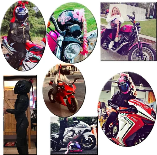 Miniatura 6 de Coletas para Casco con Nudo de Lazo de 14 Pulgadas Decoración de Cola de Caballo para Casco de Motocicleta Bicicleta Esquí Accesorios para Casco