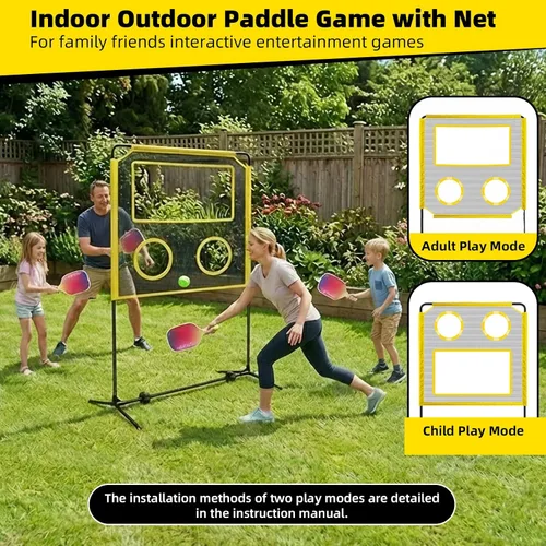 Miniatura 2 de Juego de Paletas para Interiores con Red, Set de Pickleball Portátil con Red para Diversión Familiar o Individual, Todo en Uno Deportes al Aire