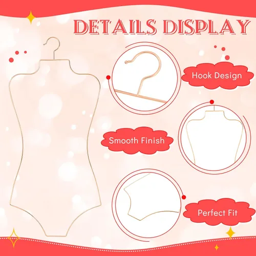 Miniatura 3 de Taiyin Colgador de bikini con forma de cuerpo Perchas de lencería de alambre para pantalla traje de baño traje de baño vestido deslizante Oro rosa