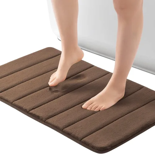 Miniatura 7 de ROSMARUS Tapete de baño de espuma viscoelástica de 20 x 32 pies, tapete de ducha absorbente de agua, tapete de baño grueso antideslizante con Gris