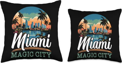 Miniatura 3 de Miami City Florida USA SteMi Apparel Miami City Florida USA America United States Throw Pillow, 16x16, Multicolor