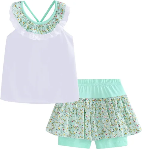 Miniatura 33 de LittleSpring Conjunto de verano para niñas con camiseta sin mangas y pantalones cortos florales