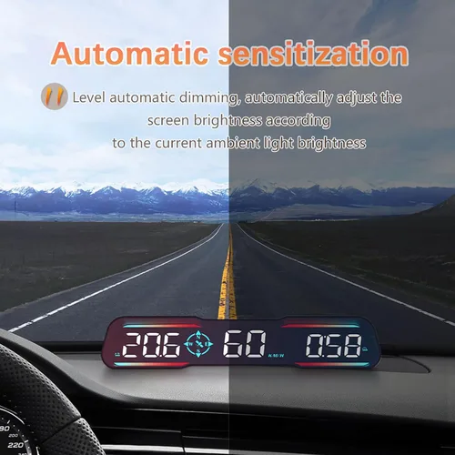 Miniatura 7 de Velocímetro digital GPS pantalla universal para coche, pantalla LCD grande, indicador HUD con velocidad MPH, alerta de conducción fatigada, alarma