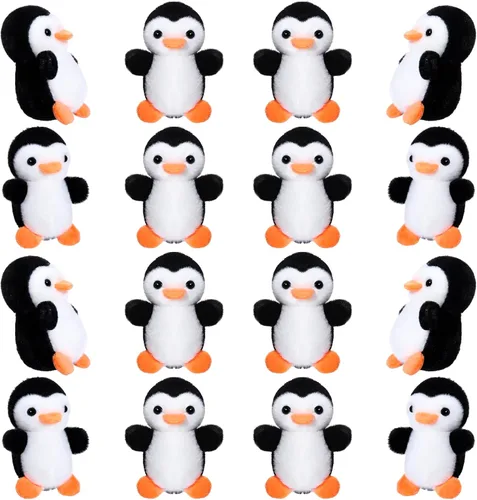Skylety 8 Piezas Mini Animales de Peluche de Pingüino de 4 Pulgadas a Granel Llaveros de Peluche de Pingüino para Regalos de Favor de Fiesta de Negro