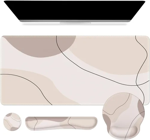 Miniatura 23 de iCasso Juego de soporte de muñeca grande para mouse, 4 en 1 XXL + reposamuñecas para teclado + reposamuñecas para mouse + juego de posavasos con Tea