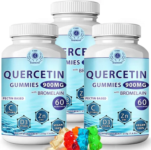 Miniatura 8 de Gomitas de quercetina – Quercetina con bromelina Vitamina C + Zinc Vitamina D3 – Quercetina Masticable 900mg Suplementos – Quercetina para niños