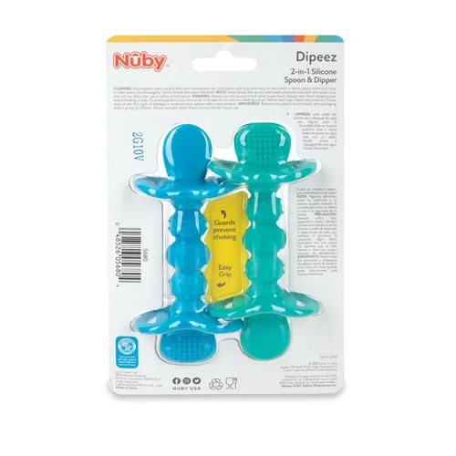 Miniatura 5 de Nuby Dipeez - Cucharas y cucharas de silicona 2 en 1 para autoalimentación, paquete de 2, utensilios para niños pequeños con asas de fácil agarre