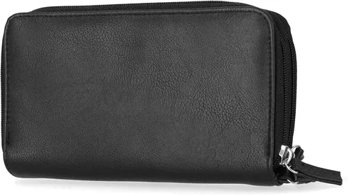 Miniatura 4 de Nautica On The Double Zip Around - Cartera de embrague de piel vegana para mujer con correa de muñeca, Negro -, Compacto