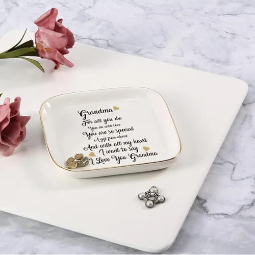 Miniatura 3 de Scwhousi Bandeja de cerámica para anillos, de joyería, para buenos amigos, mamá, abuela, tía, hermana
