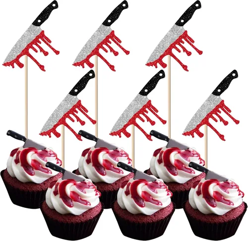 Miniatura 16 de Rsstarxi Paquete de 24 adornos para cupcakes Little Boo con purpurina, bruja, gato, calabaza, castillo, fantasma, magdalenas, alimentos, decoración