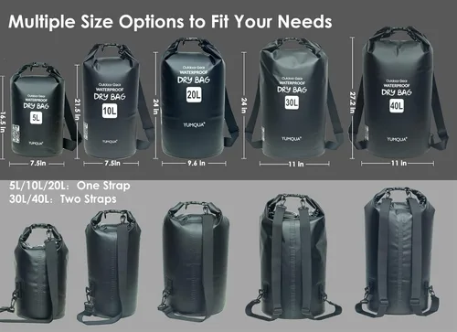 Miniatura 2 de YUMQUA Bolsas secas impermeables 5L/10L/20L/30L/40L para mujeres y hombres, bolsa seca flotante enrollable bolsa de almacenamiento impermeable