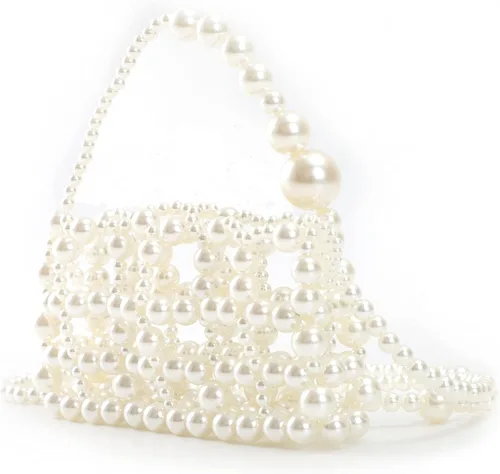 Miniatura 4 de YUSHINY - Bolso cruzado de acrílico con cuentas de perlas para mujer, hecho a mano, hueco para teléfono celular, Blanco